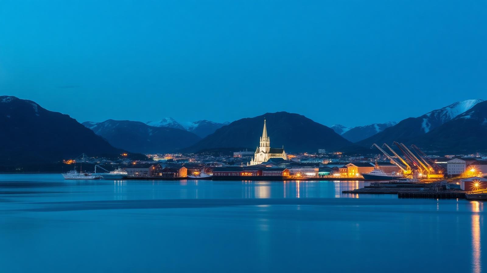 Tromsø skyline ved blå time